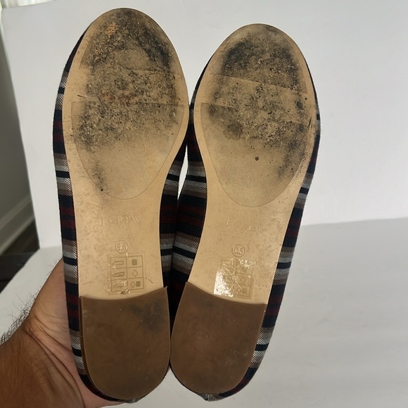 J CREW Striped Textile‎ Flats Loafers Shoes Blue Maroon Size 9.5 ♣️ - Picture 6 of 7